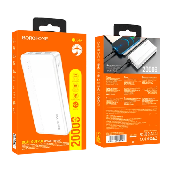 Внешний аккумулятор Borofone BJ24A 20000mAh 2.0A Micro/Type-C белый (1/29)
