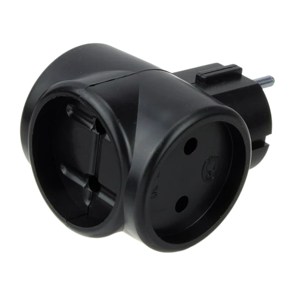 Разветвитель Toker 3Т 3р.Б/З черный (1/120)