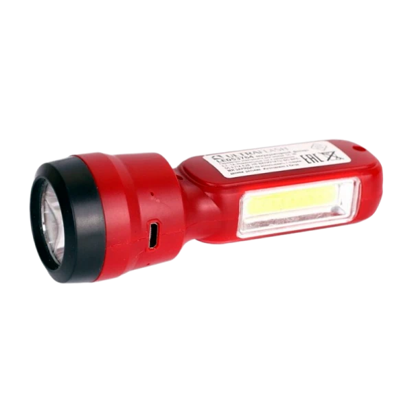 Фонарь туристический Ultraflash LED53764 3W 2LED+COB от аккумулятора 2 режима красный (1/240)