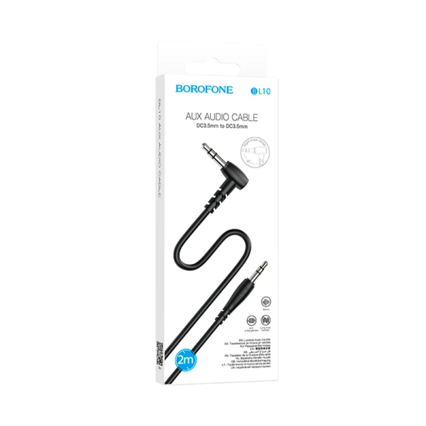 Кабель AUX Borofone BL10 Jack 3.5mm (m)-Jack 3.5mm (m) 2.0м ПВХ черный (1/63/252)