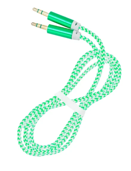 Кабель AUX Smartbuy Jack 3.5mm (m)-Jack 3.5mm (m) 1.0м нейлон зеленый (1/100)