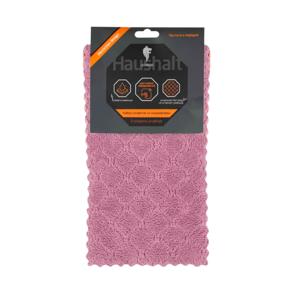Салфетка Leonord 25х15см микрофибра супервпитывающая 3шт. ассорти (1/24/144)