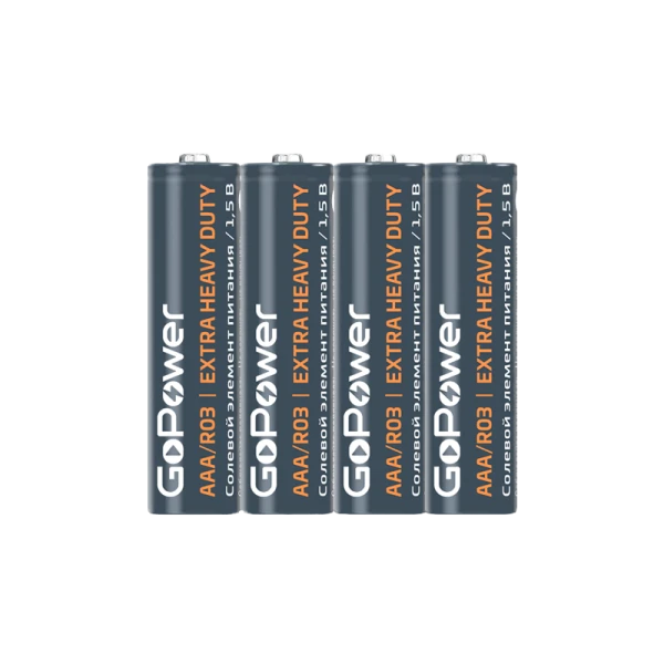 Батарейка GoPower R03 AAA Shrink 4 Heavy Duty 1.5V (4/60/1200)