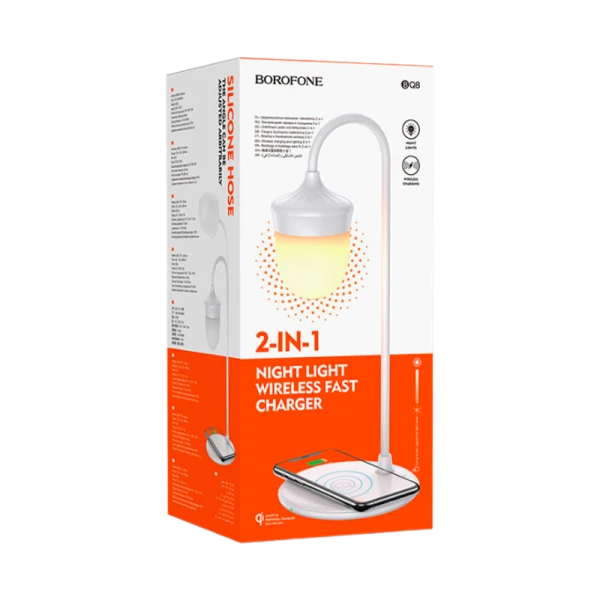 Светильник настольный Borofone BQ8 10W 230V на основании сенс. беспр. зар. Qi белый (1/24)