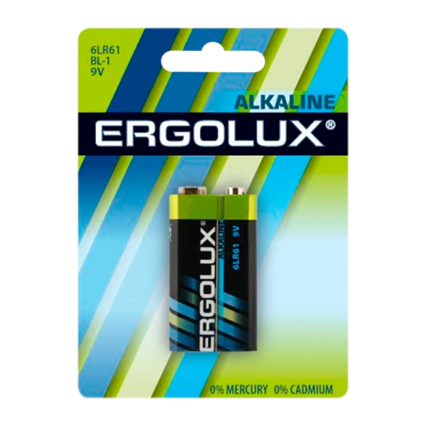 Батарейка Ergolux Крона 6LR61 BL1 Alkaline 9V (1/12/60)