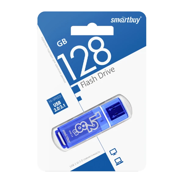 Флеш-накопитель Smartbuy Glossy 128GB USB3.1 пластик синий