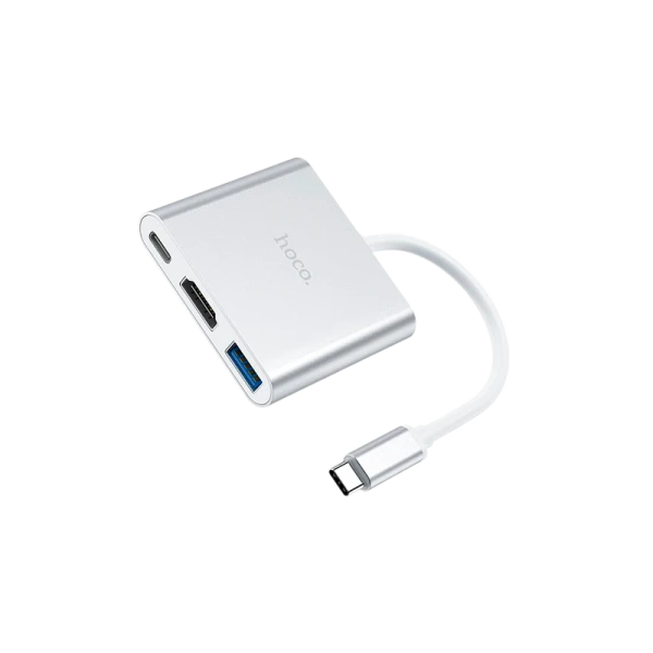 USB-Хаб HOCO HB14 1USB/Type-C/HDMI Type-C (m) USB3.0 серебряный (1/18/180)