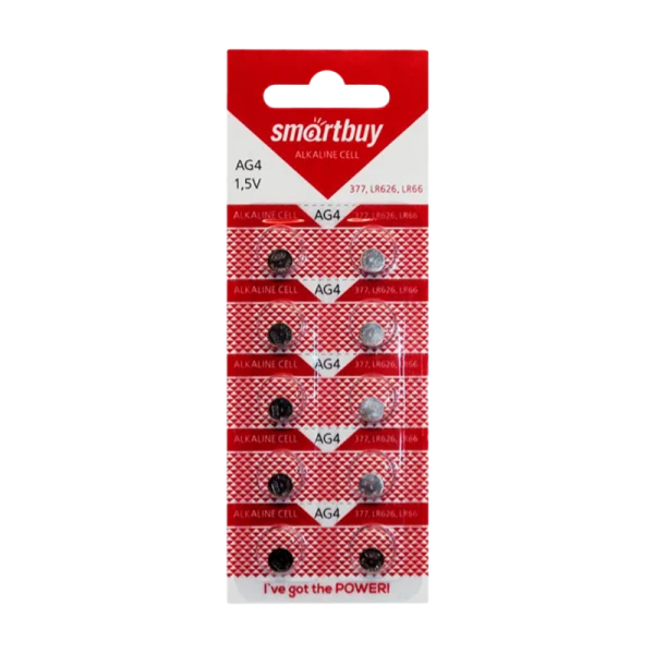Батарейка Smartbuy G4/LR626/LR66/377A/177 BL10 Alkaline 1.5V (10/100/2000)