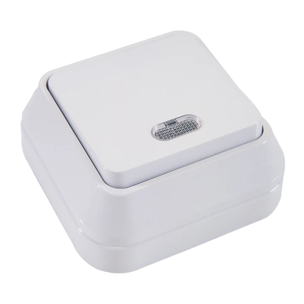 Выключатель Makel Light Siva Ustu 1-клав.10A пластик накладной белый 45121 (1/10)