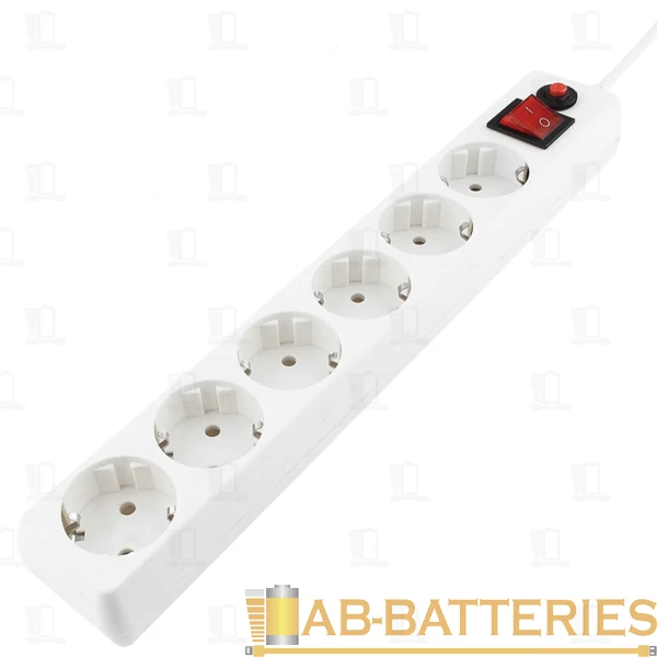 Сетевой фильтр Гарнизон ЕНB-15 6р.С/З 10A с выкл. 90 Дж 5.0м ПВС 3x0.75мм² белый (1/30)