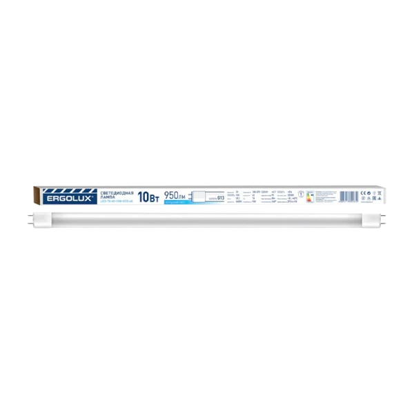 Лампа светодиодная Ergolux Т8 G13 10W 4500К 170-265V трубка белый (1/25)