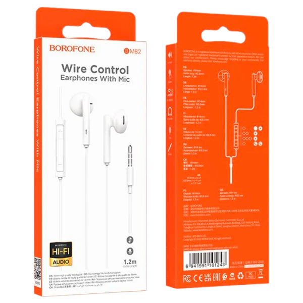 Наушники вставные Borofone BM82 с микр. белый (1/76/304)
