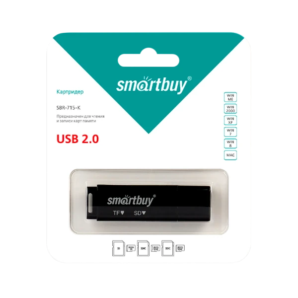 Картридер Smartbuy 715 USB2.0 SD/microSD черный