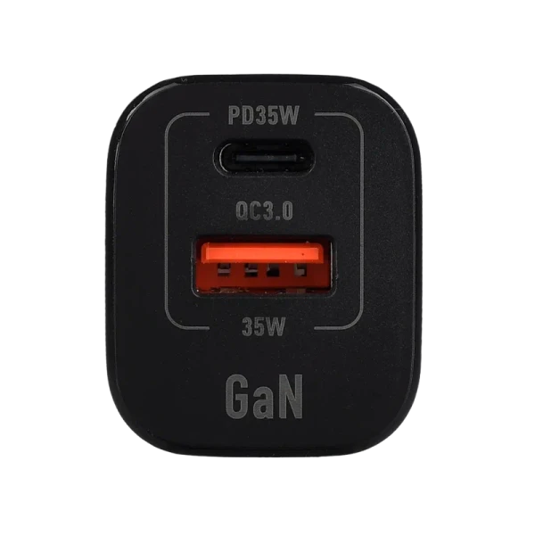 *Сетевое З/У GoPower GPQC09 1USB+1Type-C 35W QC3.0 GAN черный