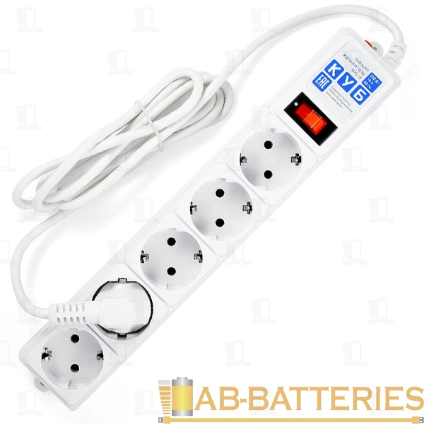 Сетевой фильтр Power Cube 5р.С/З 1р.Б/З 16A с выкл. 180 Дж 1.9м ПВС 3x1мм² белый (1/24)