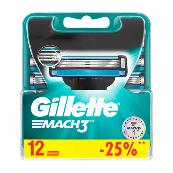 Сменные кассеты Gillette MACH3 3 лезвия 12шт. (цена за 1 шт) (12/120)