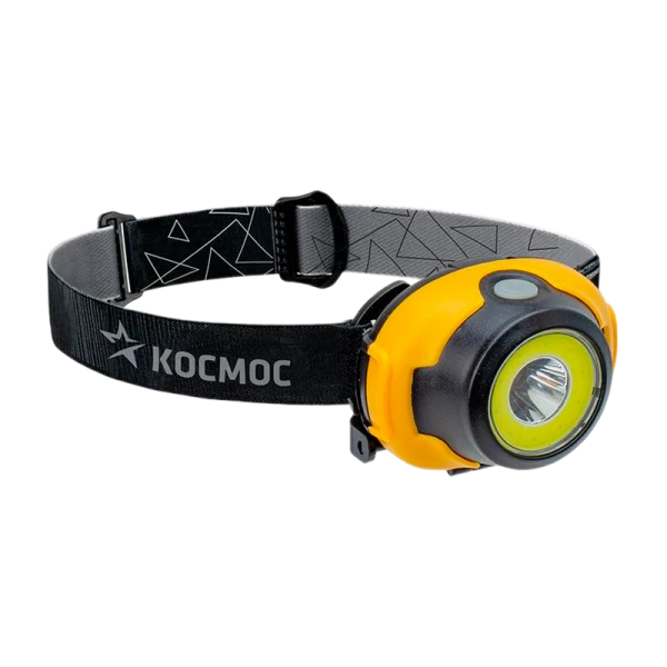 *Фонарь налобный Космос H103 3W COB от батареек 3 режима желтый (1/24/144) 