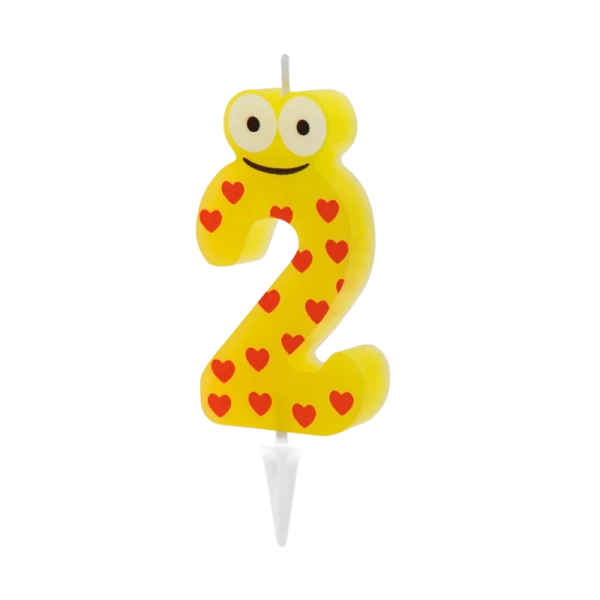 Свеча детская для торта, цифра 2, 1 шт. в упаковке, PATERRA (1/24)