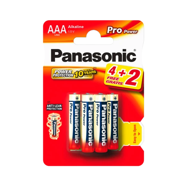 Батарейка Panasonic PRO Power LR03 AAA BL4+2 Alkaline 1.5V (6/72)