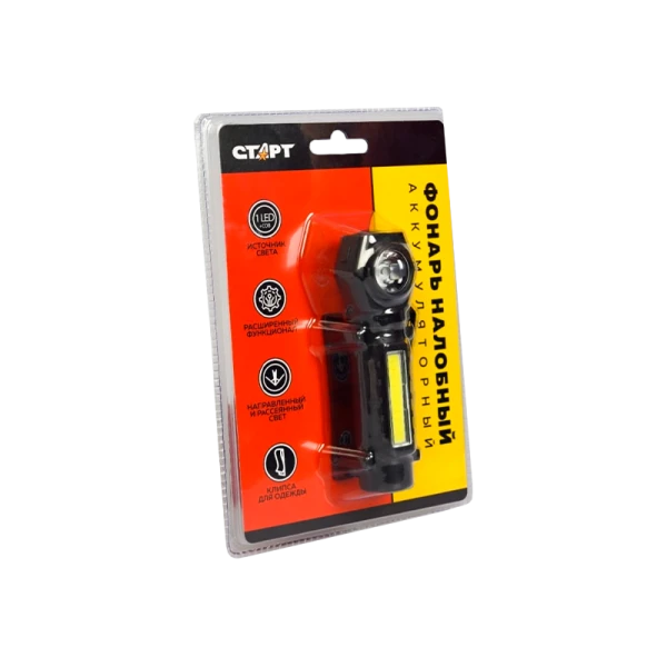 Фонарь налобный Старт LOE 502-C1 от аккумулятора черный (1/30/120)