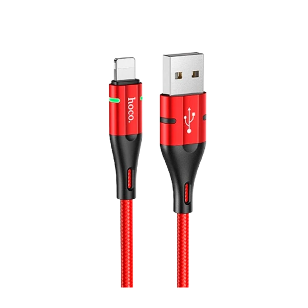 Кабель HOCO U93 USB (m)-Lightning (m) 1.2м 2.4A нейлон красный (1/22/220)