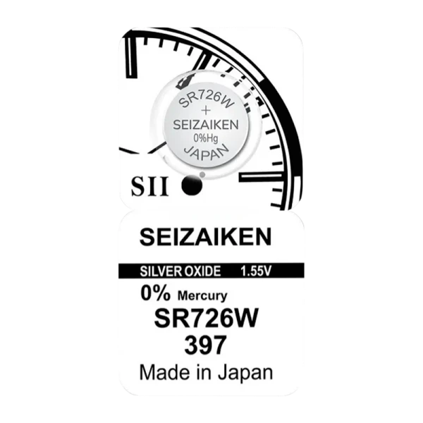 Батарейка SEIZAIKEN 397 (SR726SW) Silver Oxide 1.55V (1/10/100/1000)