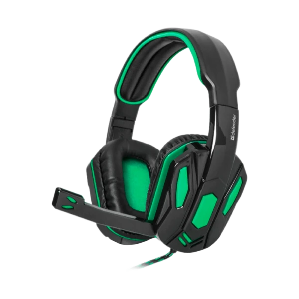 Наушники полноразмерные Defender G-275 Warhead с микр. игровые черный зеленый (1/20)