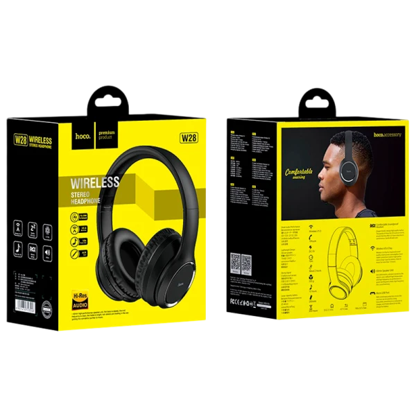 Наушники полноразмерные HOCO W28 bluetooth 5.0 с микр. microSD черный (1/30)
