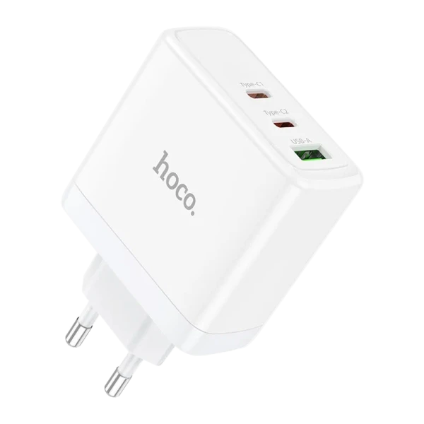 Сетевое З/У HOCO N30 1USB/2Type-C 65W QC3.0 с кабелем Type-C-Type-C белый (1/12/120)