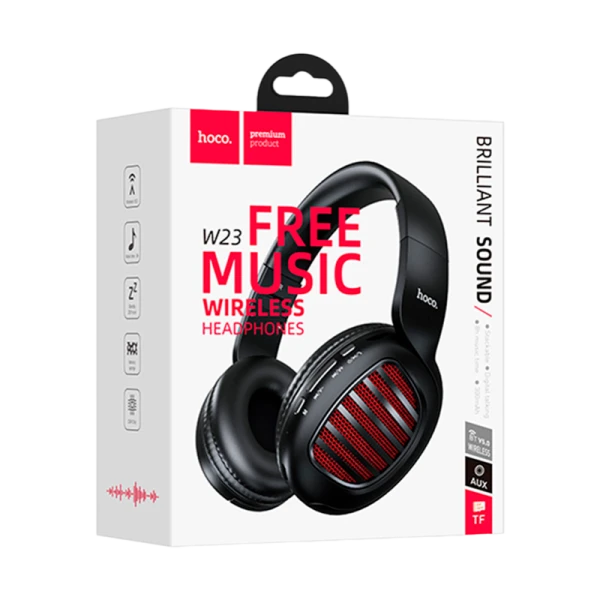 Наушники полноразмерные HOCO W23 bluetooth 5.0 с микр. microSD черный (1/30)