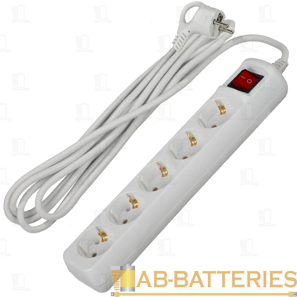 Удлинитель ЭРА UX 5р.С/З 10A 1.5м с выкл. белый (1/5/20)