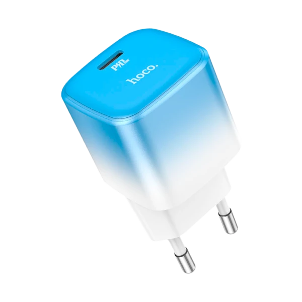 Сетевое З/У HOCO C101A Type-C 20W с кабелем Type-C-Lightning голубой (1/11/110)
