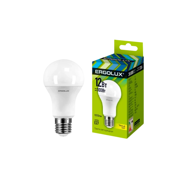 Лампа светодиодная Ergolux A60 E27 12W 3000К 180-240V груша ЛОН (1/10/100)