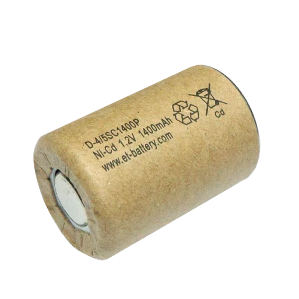 Аккумулятор ET D-4/5SC1400P 23.0*34.0, 1.2В, 1400мАч, Ni-CD в картоне (1/25/600)