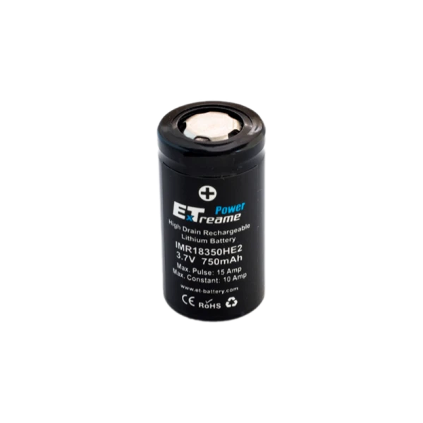 Аккум. ET IMR18350HE2 Deluxe Pack 2 бытовой + 750mAh, Li-Ion, в пластиковом боксе на 2шт (2/100)