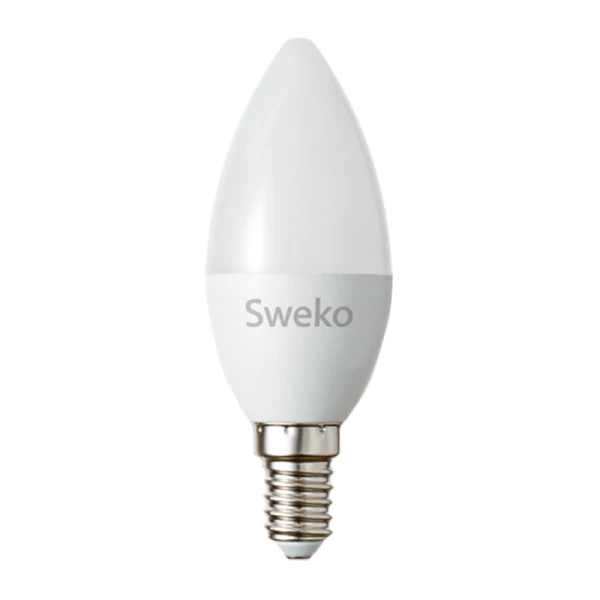 Лампа светодиодная Sweko C35 E14 7W 6500К 230V свеча (1/5/100)