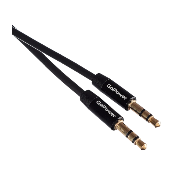 Кабель AUX GoPower Jack 3.5mm (m)-Jack 3.5mm (m) 1.0м TPE черный Premium Zip-Lock c подвесом (1/500)
