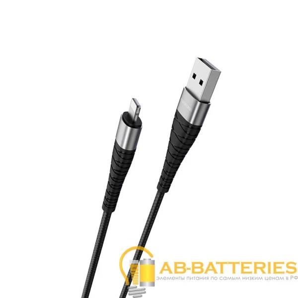 Кабель Borofone BX32 USB (m)-Lightning (m) 1.0м 2.4A нейлон черный (1/360)