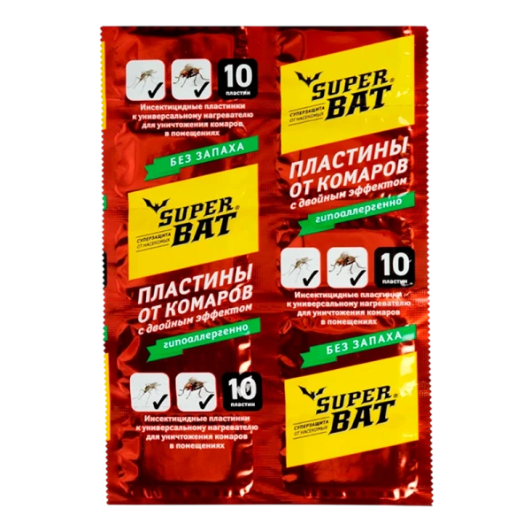 Пластины от мух и комаров SuperBAT Красные двойного действия Миган 240 шт./кор