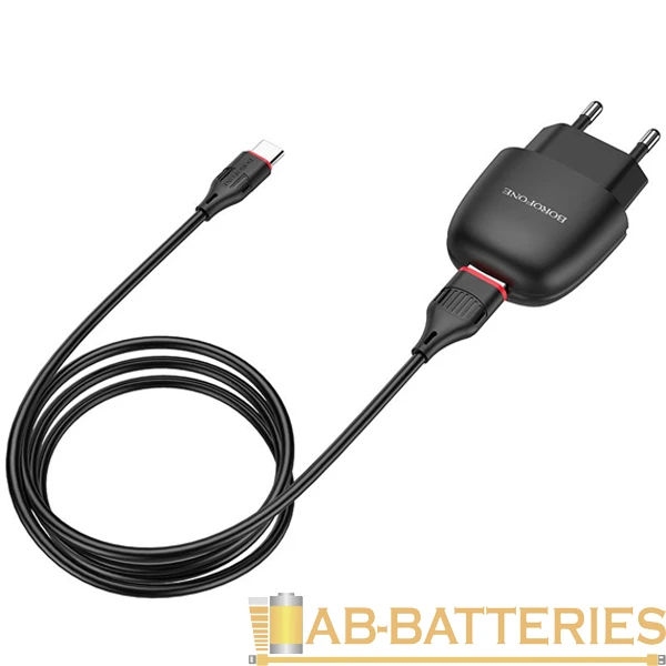 Сетевое З/У Borofone BA49A 1USB 2.1A с кабелем Type-C черный (1/44/176)