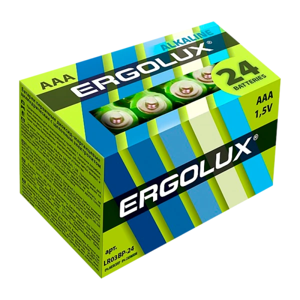 Батарейка Ergolux LR03 AAA BOX24 Alkaline 1.5V (24/480)