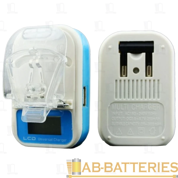 Сетевое З/У Navitoch 1USB "лягушка" дисплей белый синий