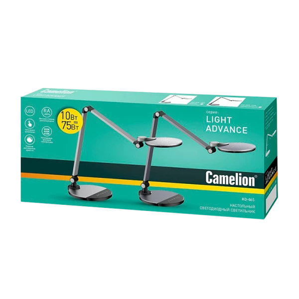 Светильник настольный Camelion KD-865 10W IP20 на основании сенс. серебряный (1/6)