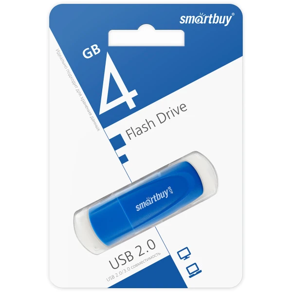 Флеш-накопитель Smartbuy Scout 4GB USB2.0 пластик голубой