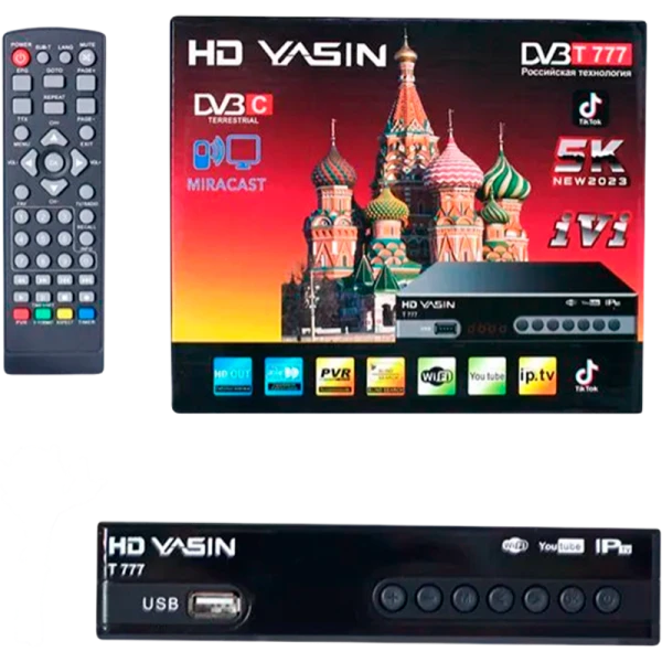 Приставка для цифрового ТВ YASIN T777 DVB-T/T2 металл черный (1/60)