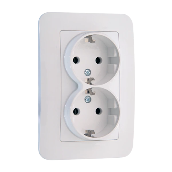 Розетка Makel Lillium Natural 2гн. 16A С/З белый 55082 (1/12)