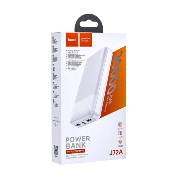 Внешний аккумулятор HOCO J72A 20000mAh 2.0A 2USB/Type-C белый (1/23)
