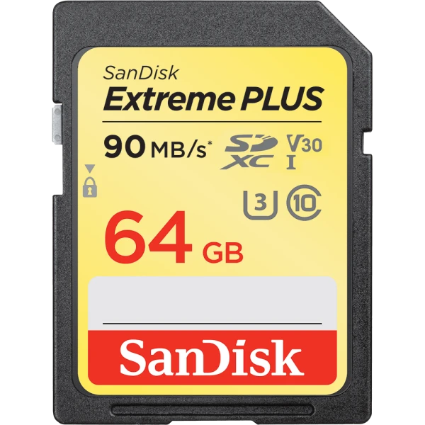 Карта памяти SD SanDisk Extreme Plus 64GB Class10 UHS-I (U3) 90 МБ/сек V30