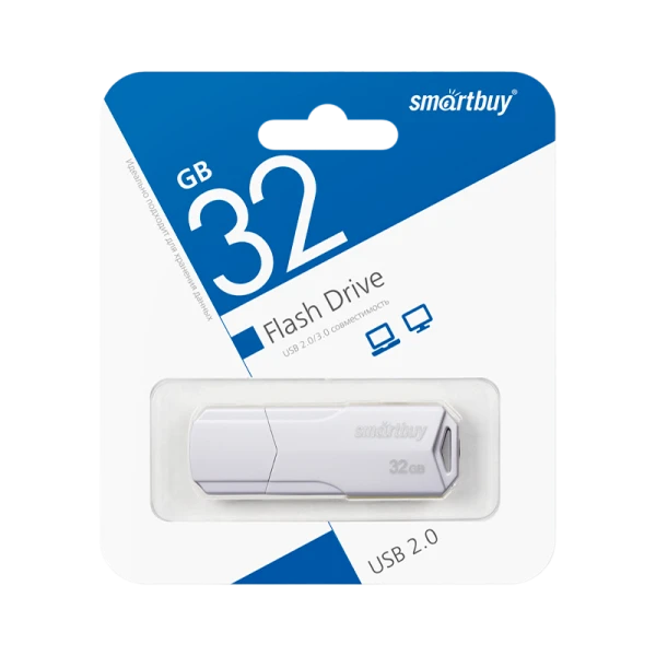 Флеш-накопитель Smartbuy Clue 32GB USB2.0 пластик белый