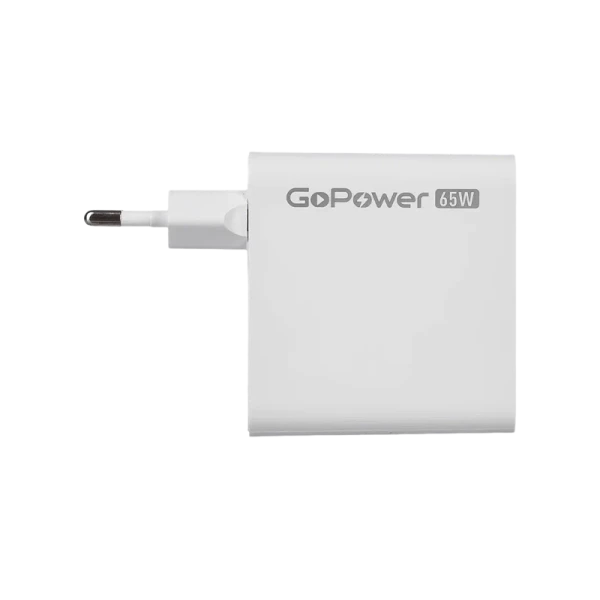 Сетевое З/У GoPower GPQC10 1USB+2Type-C 65W QC3.0 GaN белый